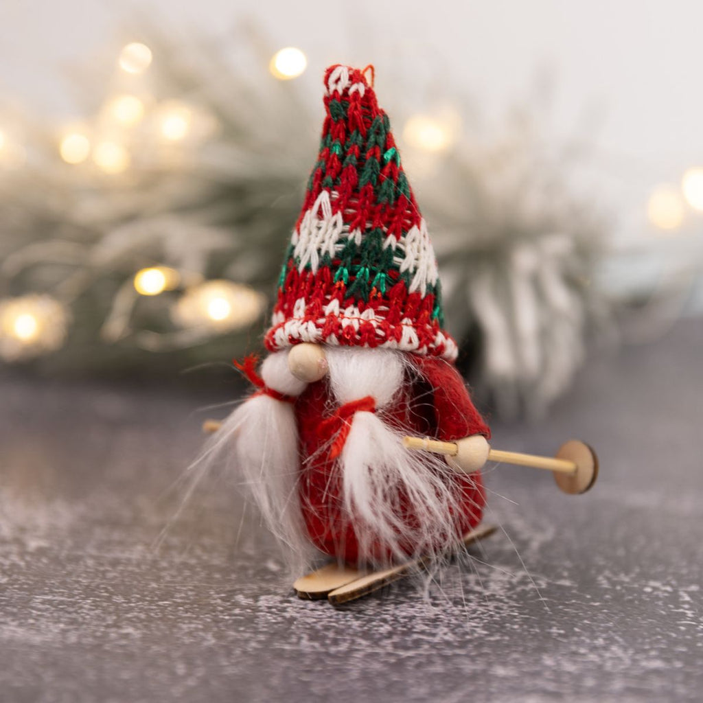 Ski Gnome Ornaments – Set of 2 Handmade Scandinavian Christmas Gnomes ...