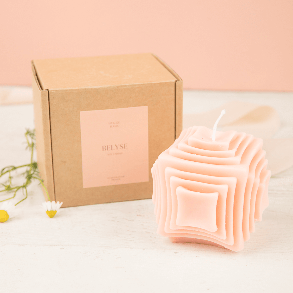 Pink Cube Unscented Candle by Hygge Haus Shop Hygge Box
