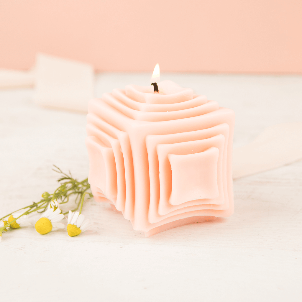 Pink Cube Unscented Candle by Hygge Haus Shop Hygge Box
