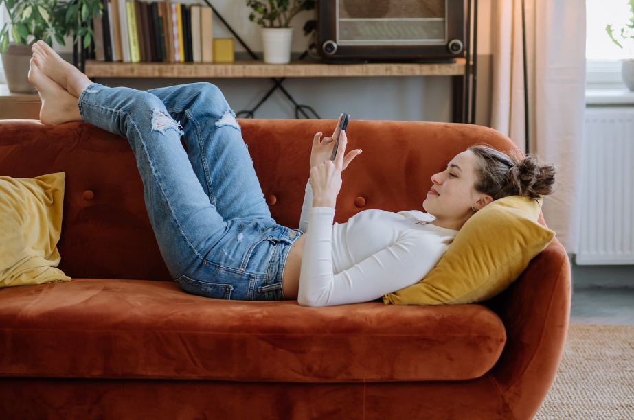 Woman scrolling on her phone