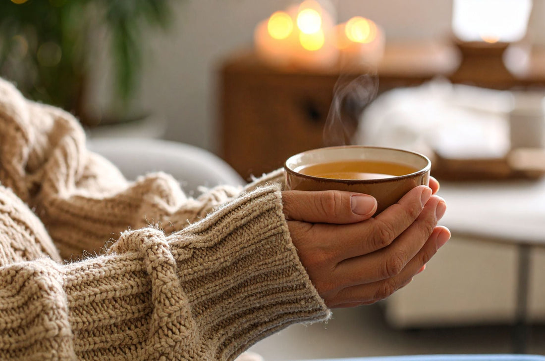 woman holding a cup of tea in her hands