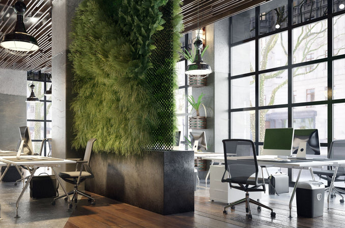 Open Concept Office Space with Greenery Wall
