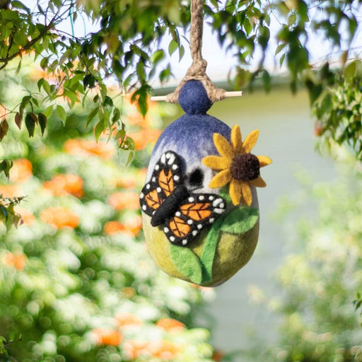 Butterfly Garden Wool Birdhouse