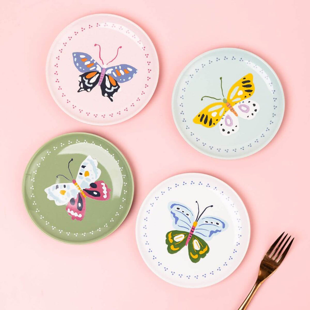 Ceramic Butterfly Appetizer Plates - Set of 4  |  Shop Hygge Box