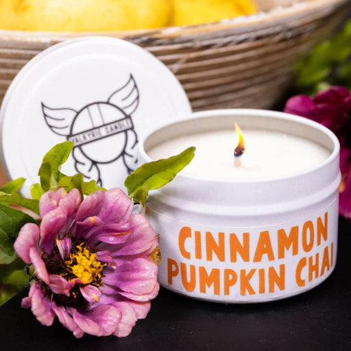 Cinnamon Pumpkin Chai Soy Candle in White Tin