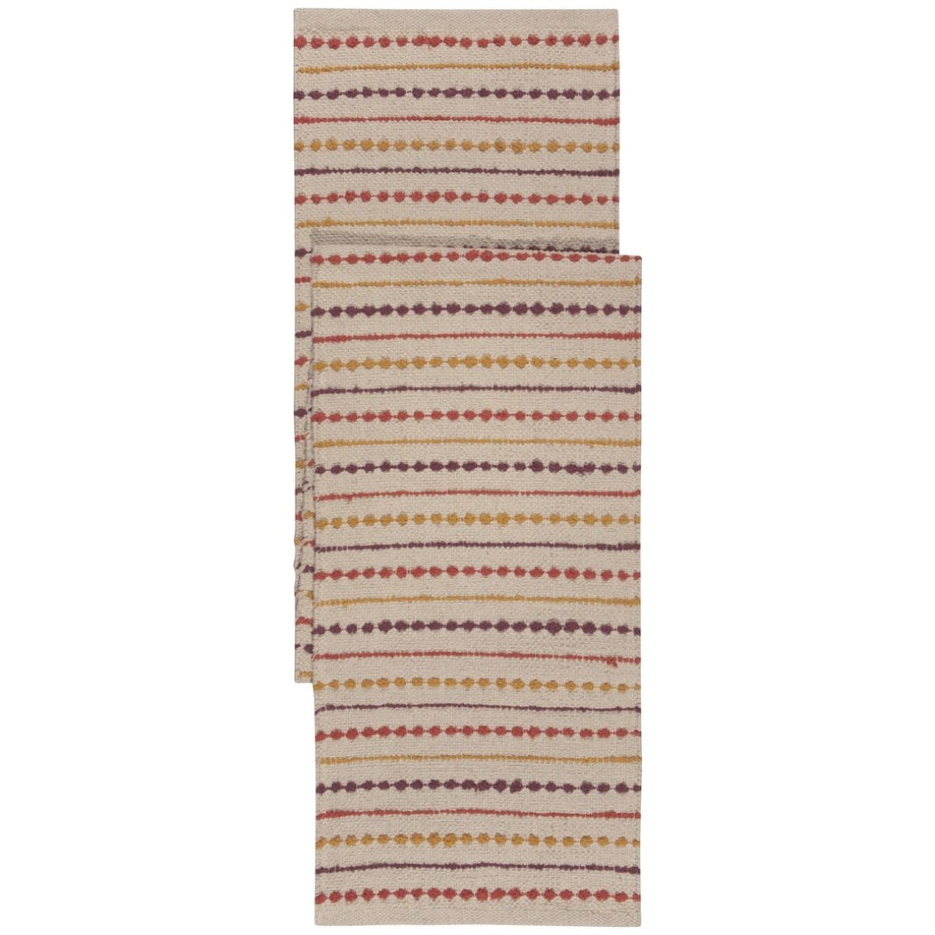 Striped table runner with multicolor pattern - perfect for fall