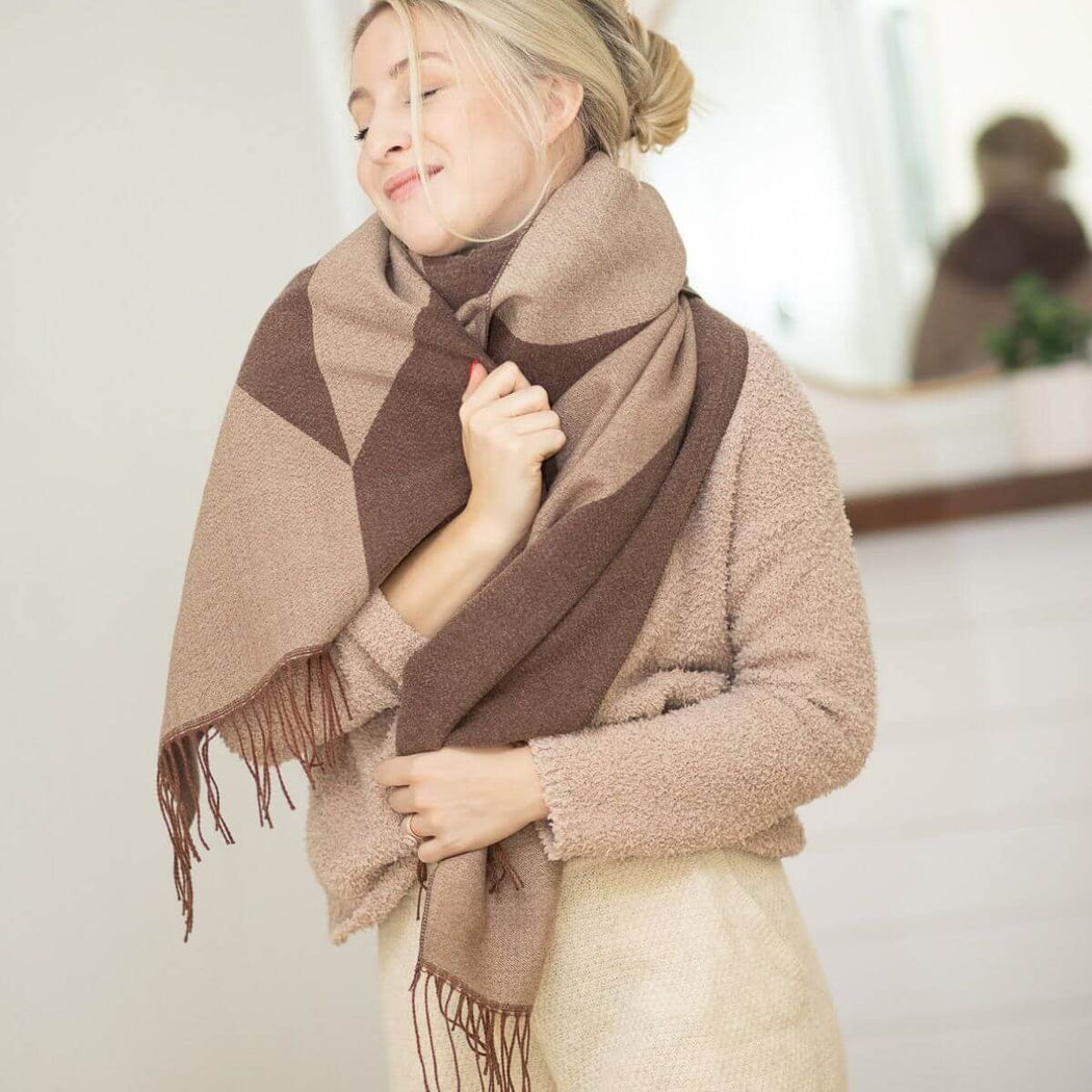 Cozy Neutral Brown Chevron Scarf | Shop Hygge Box