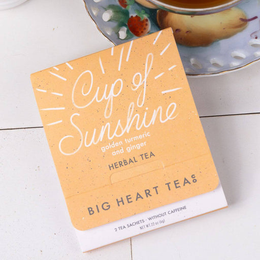 Big Heart Tea Cup of Sunshine Tumeric and Ginger Tea Sampler 2 Sachets Shop Hygge Box