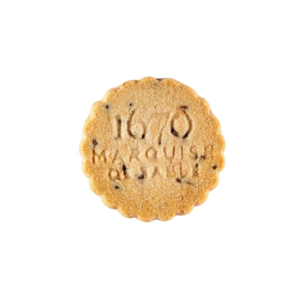 Cookie with 'Marquis de Sade' branding on a white background