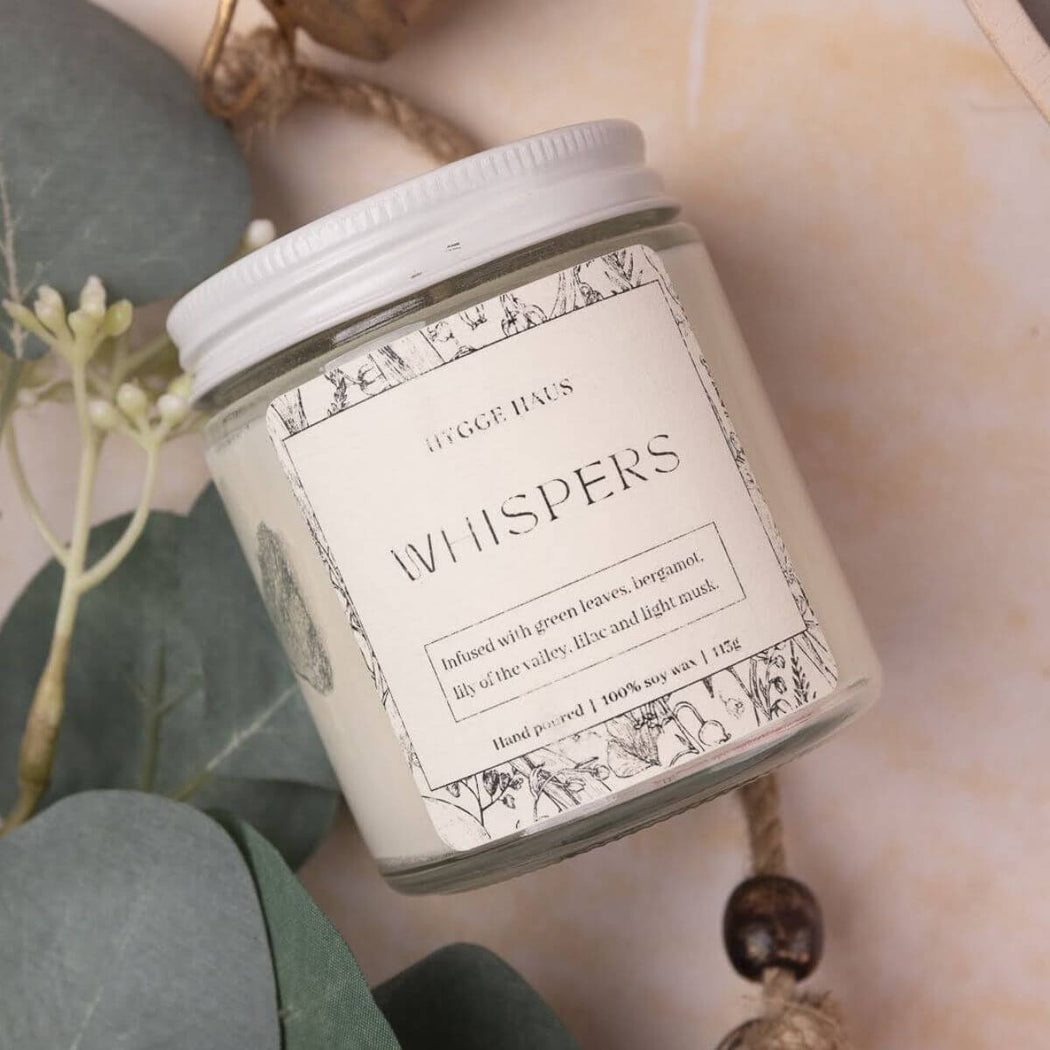 Hygge Haus Whispers Lilly Scented Soy Candle | Shop Hygge Box