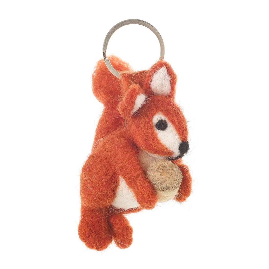 Wool Felt Squirrel Keyring