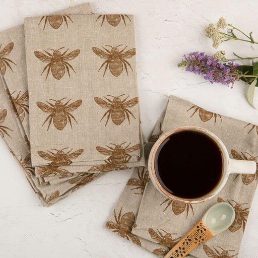 Honey Bee Napkin Set Mustard Color Sustainable 100% cotton.