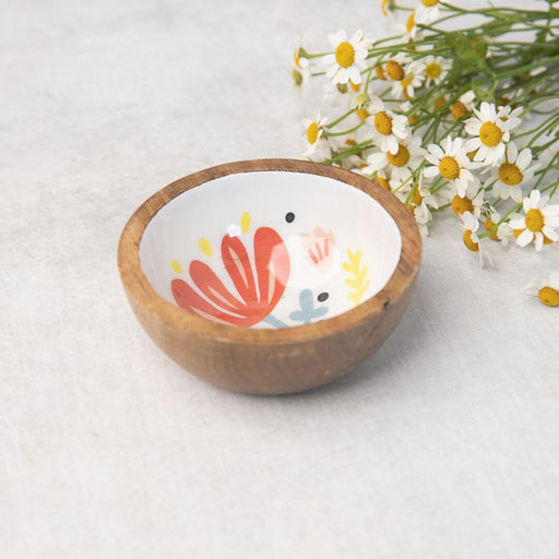 Mini Mango Wood Bowl with Scandinavian Folklore Design