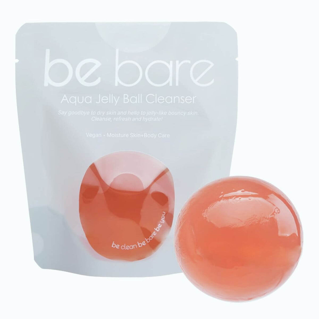 be bare Aqua Jelly Ball Cleanser in Peachy Pink.