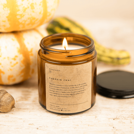 Hygge Haus Pumpkin Chai Soy Candle in Amber Glass Jar