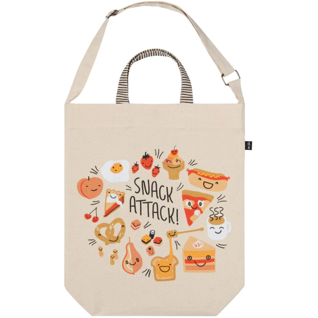 Snack Attack! Canvas Tote Bag with Adjustable Strap