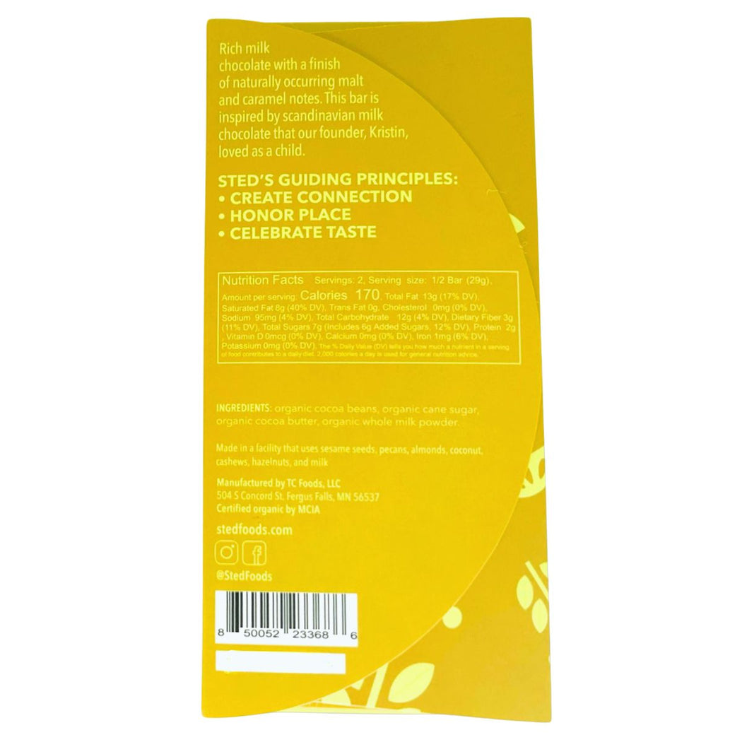 Yellow package with text and a barcode on a white background