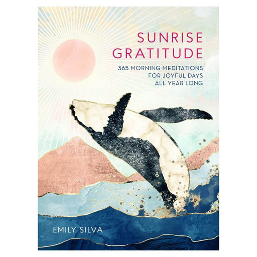 Book cover of 'Sunrise Gratitude' with a whale and sunrise design.
