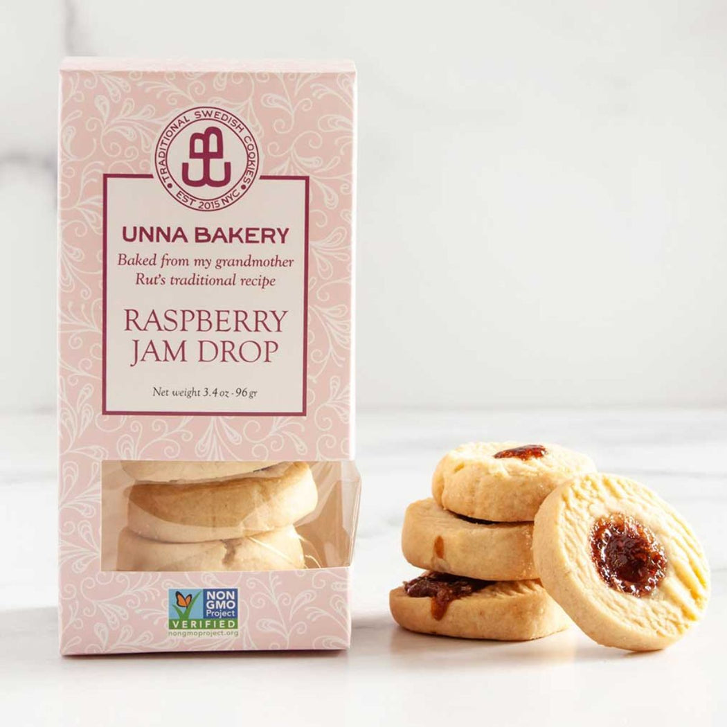 Unna Bakery Raspberry Jam Drop Cookies  in Box | Shop Hygge Box