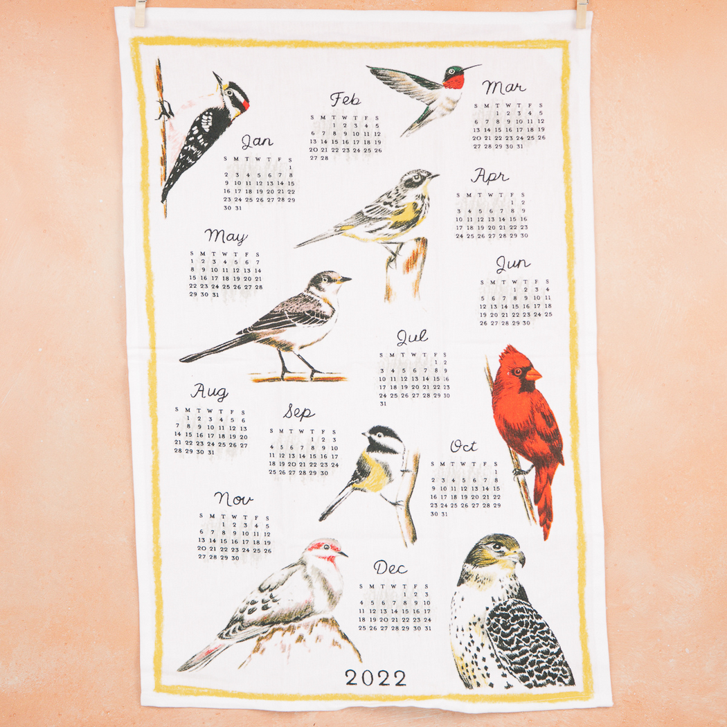 Birds 2022 Calendar Dish Towel