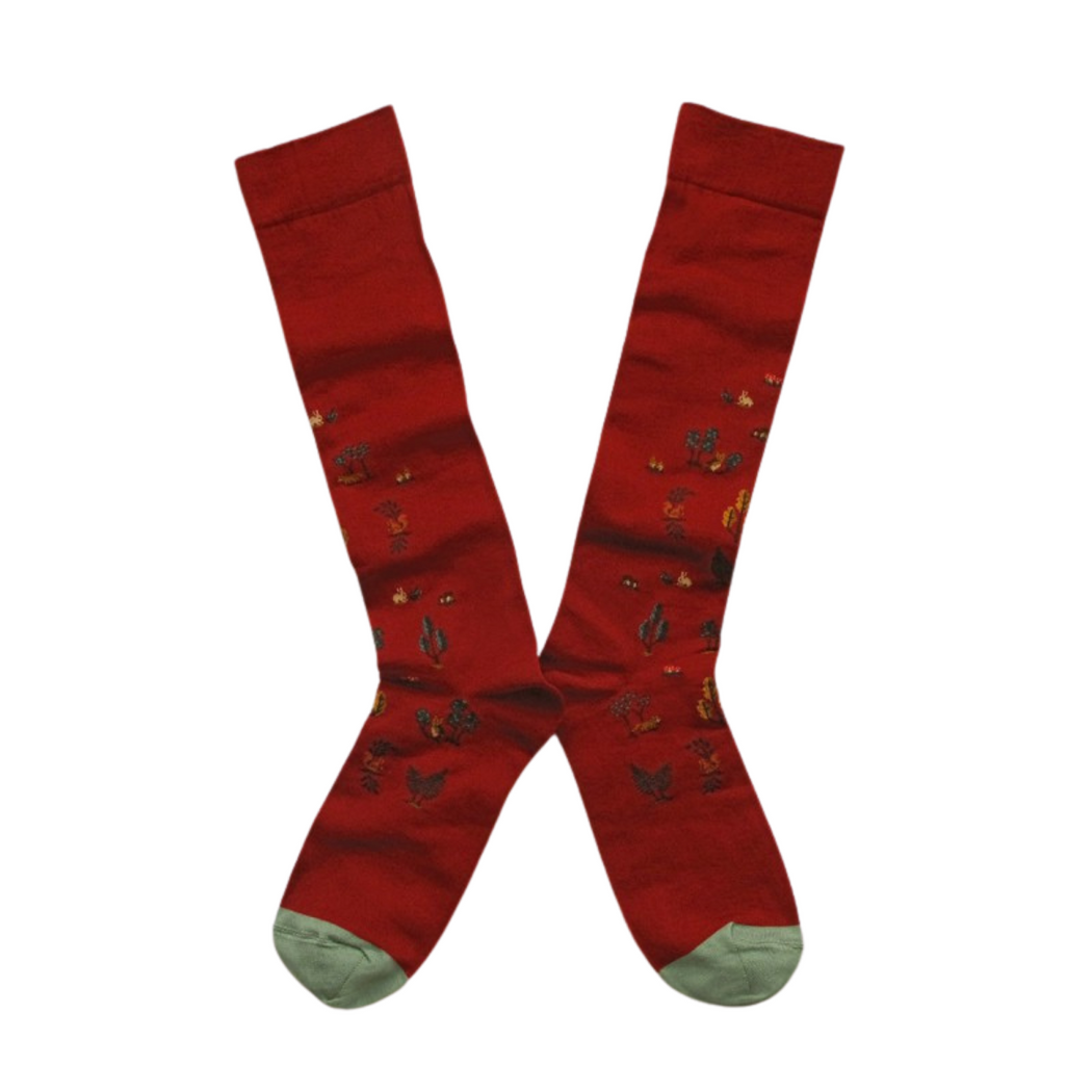 Bonne Maison Woodland Critters Socks Red