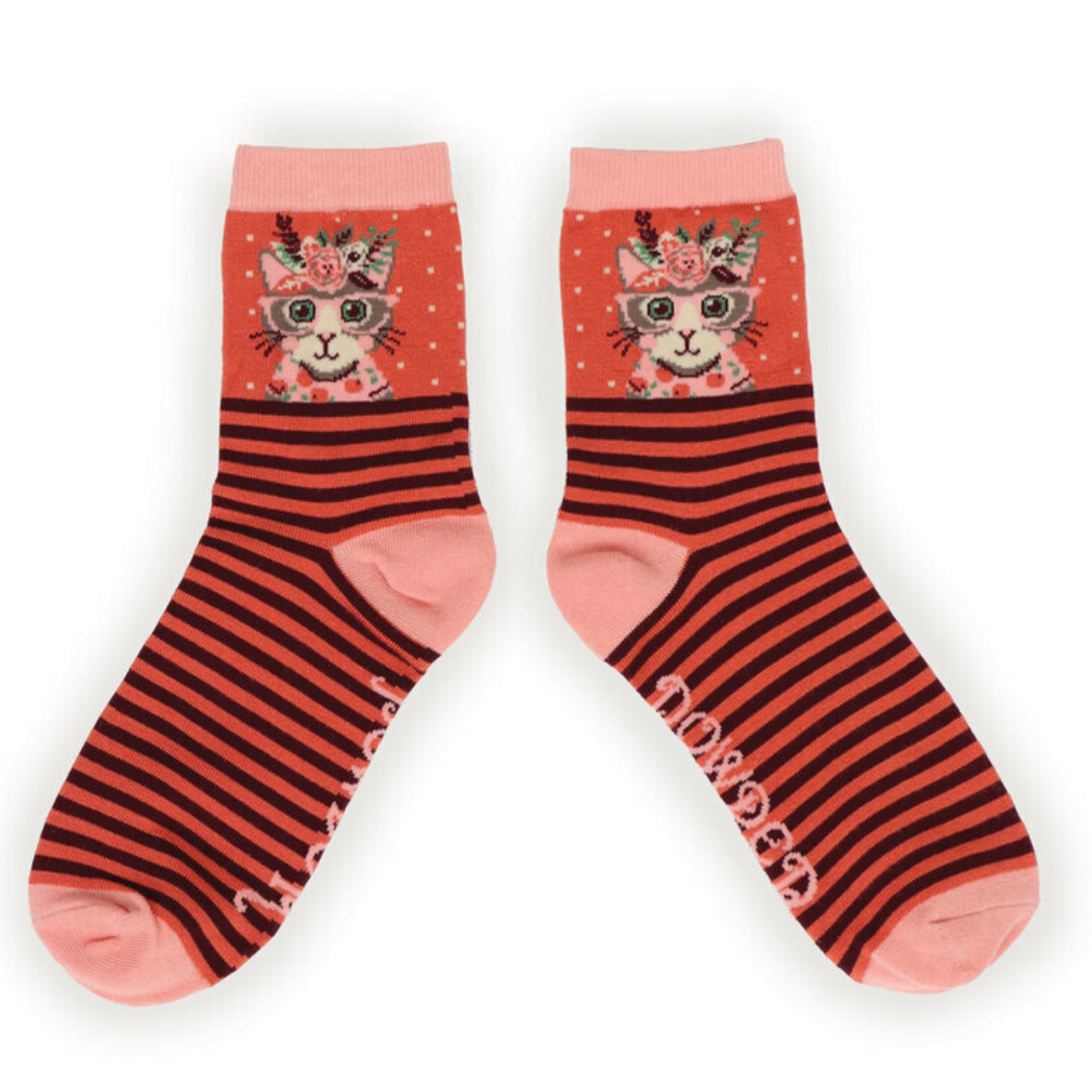 Cat with Glasses women's socks by Powder Design