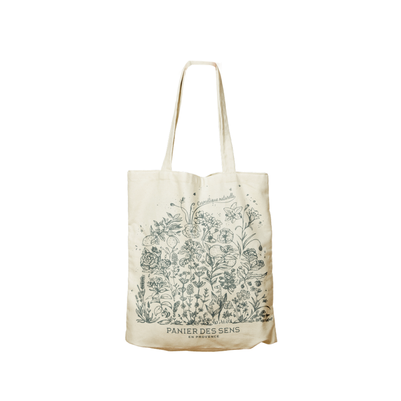 Natural Cotton Tote with Floral Design