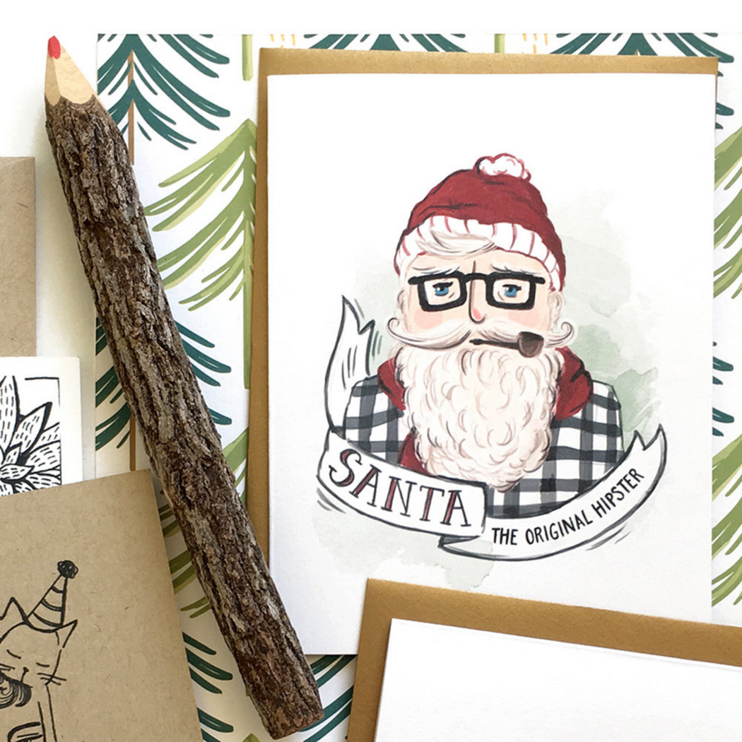 Santa The Original Hipster Greeting Card | Printed on 100% recycled paper