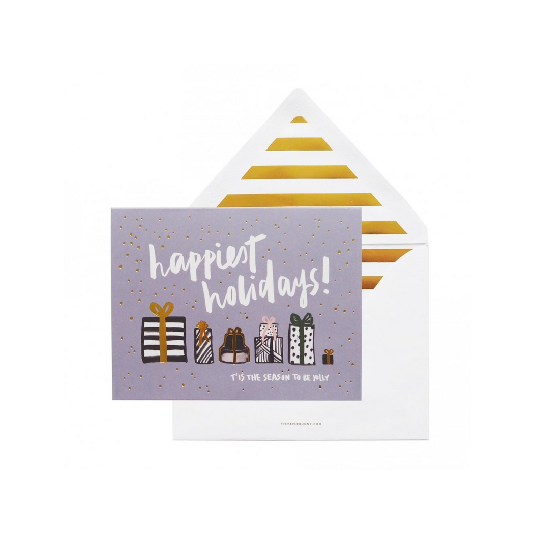 Happiest Holidays Greeting Cards with Present Boxes | Designed in Singapore