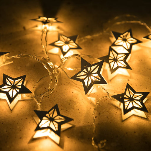Hygge Haus Wooden Stars LED Lights | Christmas Decoration | Hygge Home Decor