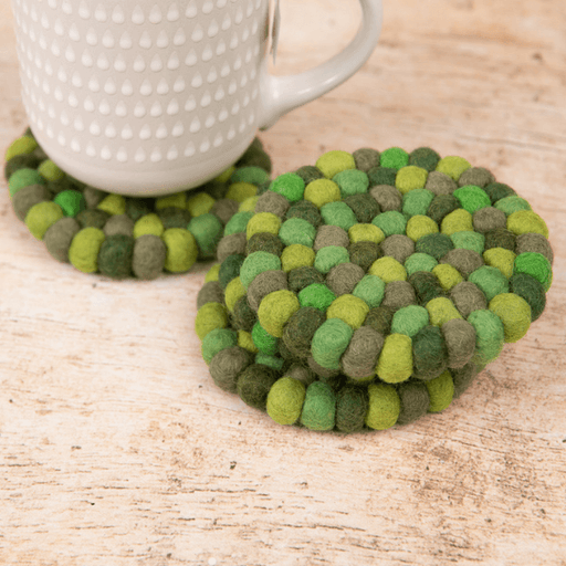 Set of 4 Wool Coasters - Green Tea - Hygge Box Shop