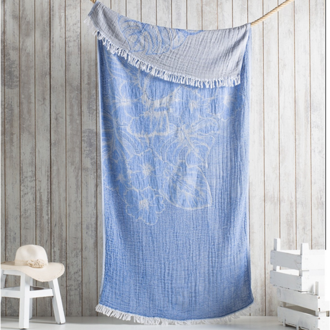 Hygge Box Turkish Towel, Blue Tukan Design